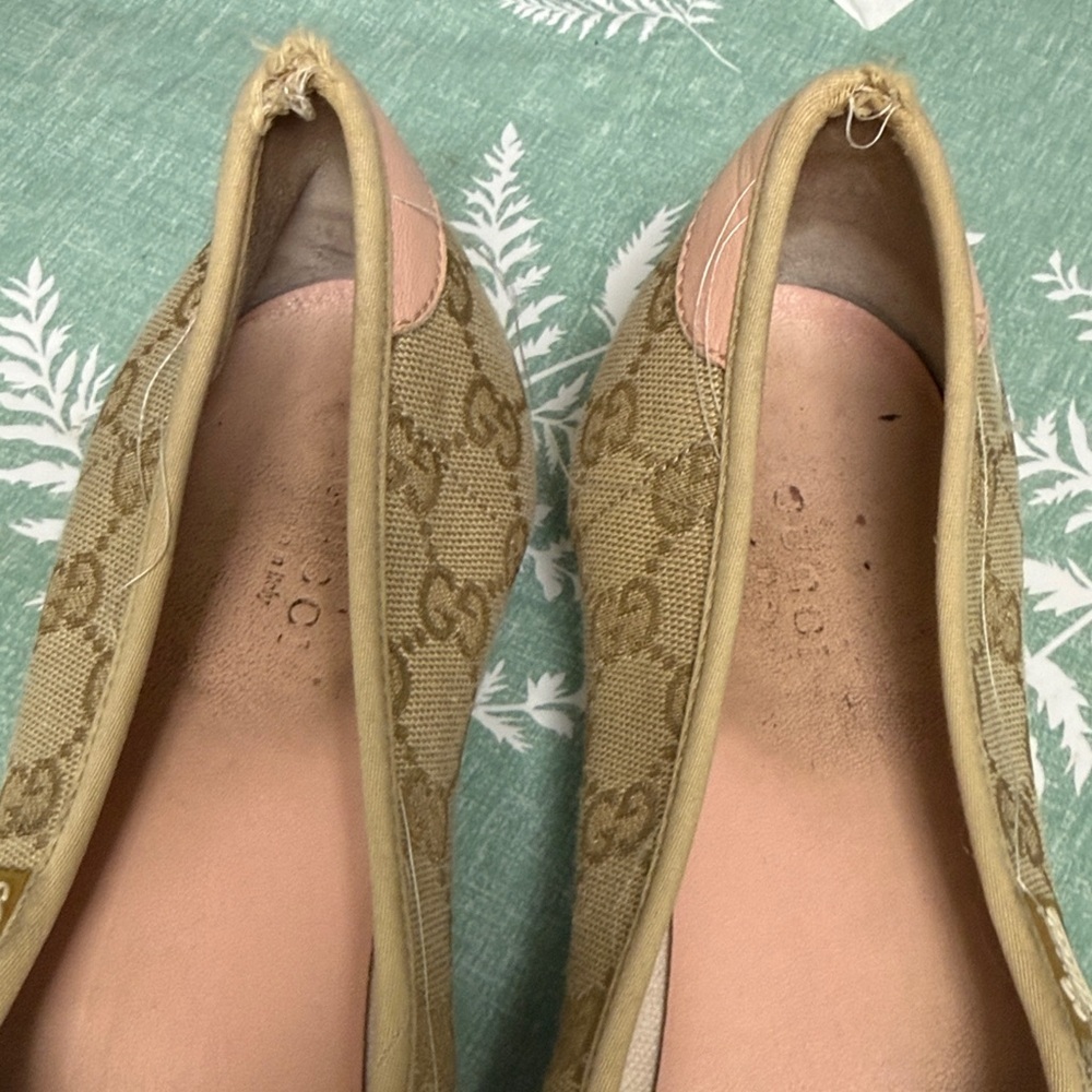 Gucci GG Monogram Canvas Ballet Flats - Pink/Tan - size 39 8-9 - Picture 10 of 15